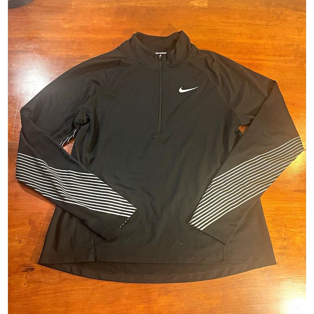 Nike Dri-FIT Women’s Black Running 1/4 Zip Reflective Long Sleeve Top M